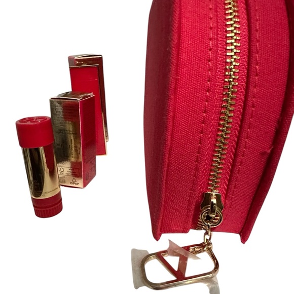 Valentino Lipsticks bundle Matte Blushing Nude 112R/Refill Satin Red 204R Pouch - Picture 10 of 16